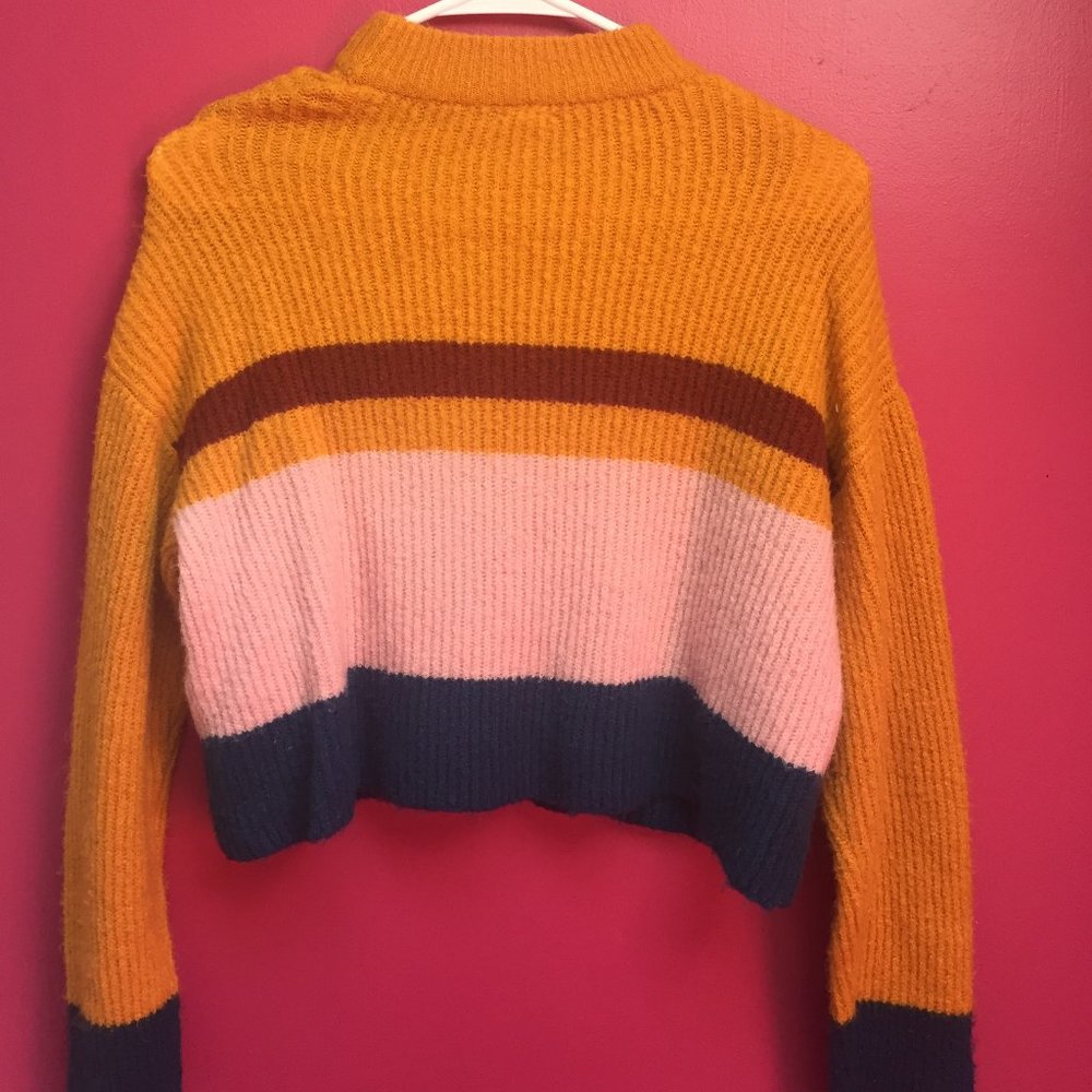 Garage Cropped Colorblock Ribbed Sweater - Picture 4 of 5